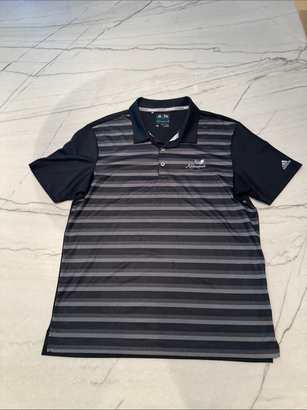 adidas Black & Gray Striped Men’s Polo Shirt